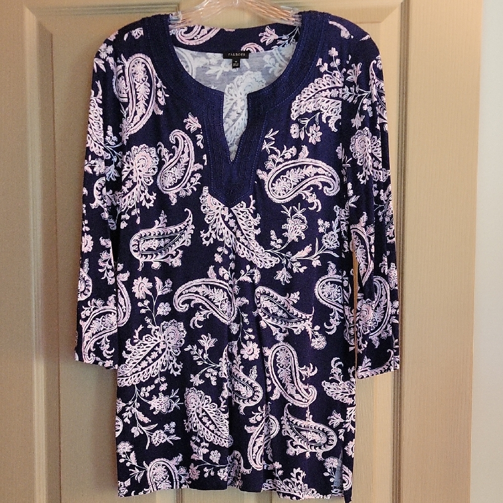 Talbots Blue and Pink Paisley Blouse